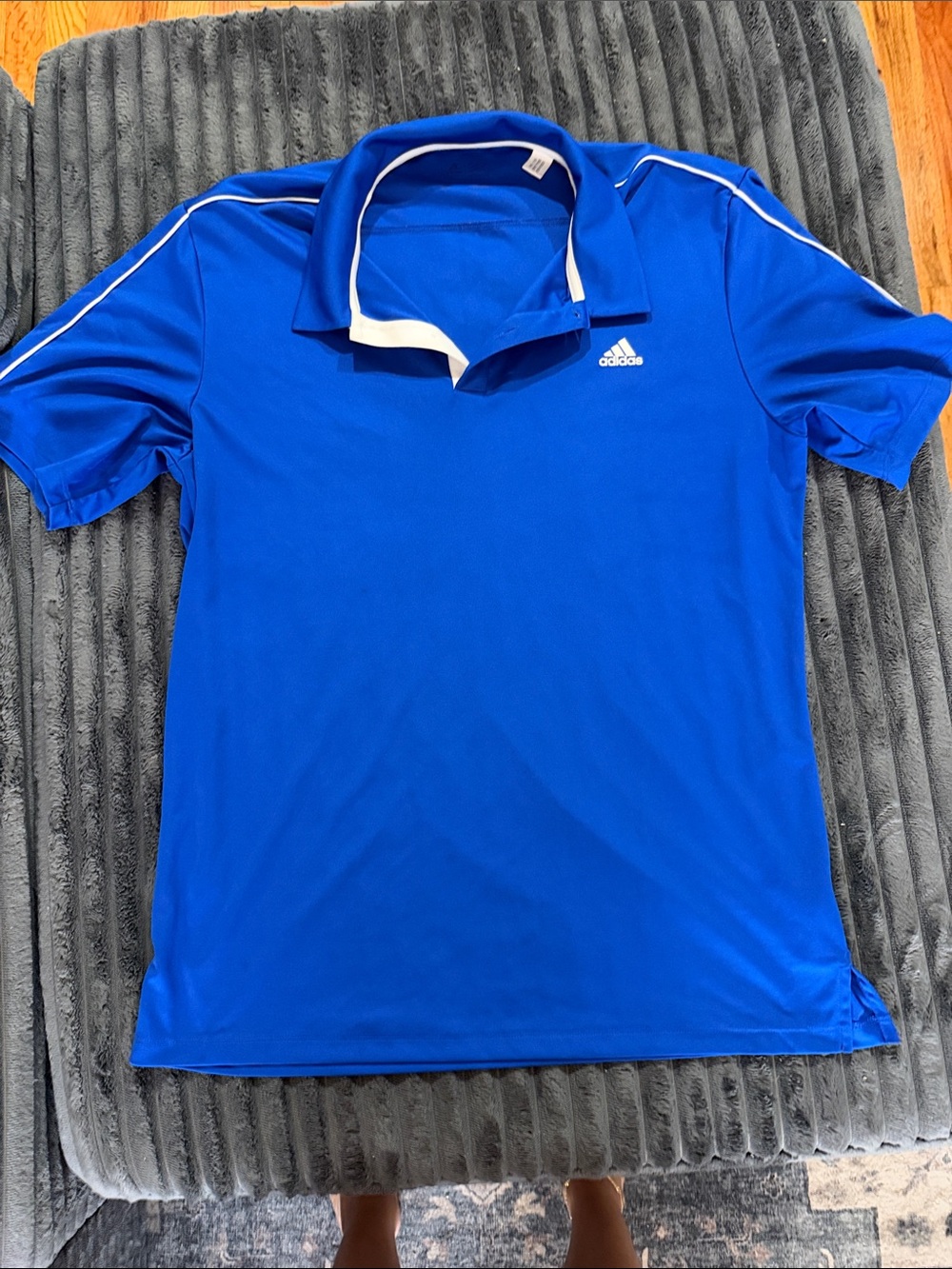 adidas Mens Blue Polo with White Trim